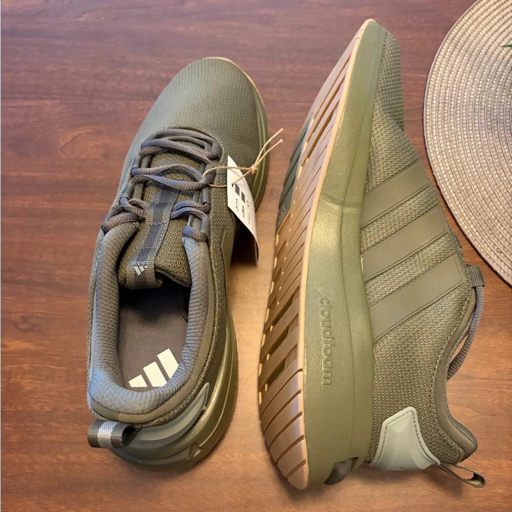 adidas Men’s Olive Green Mesh Running Sneakers